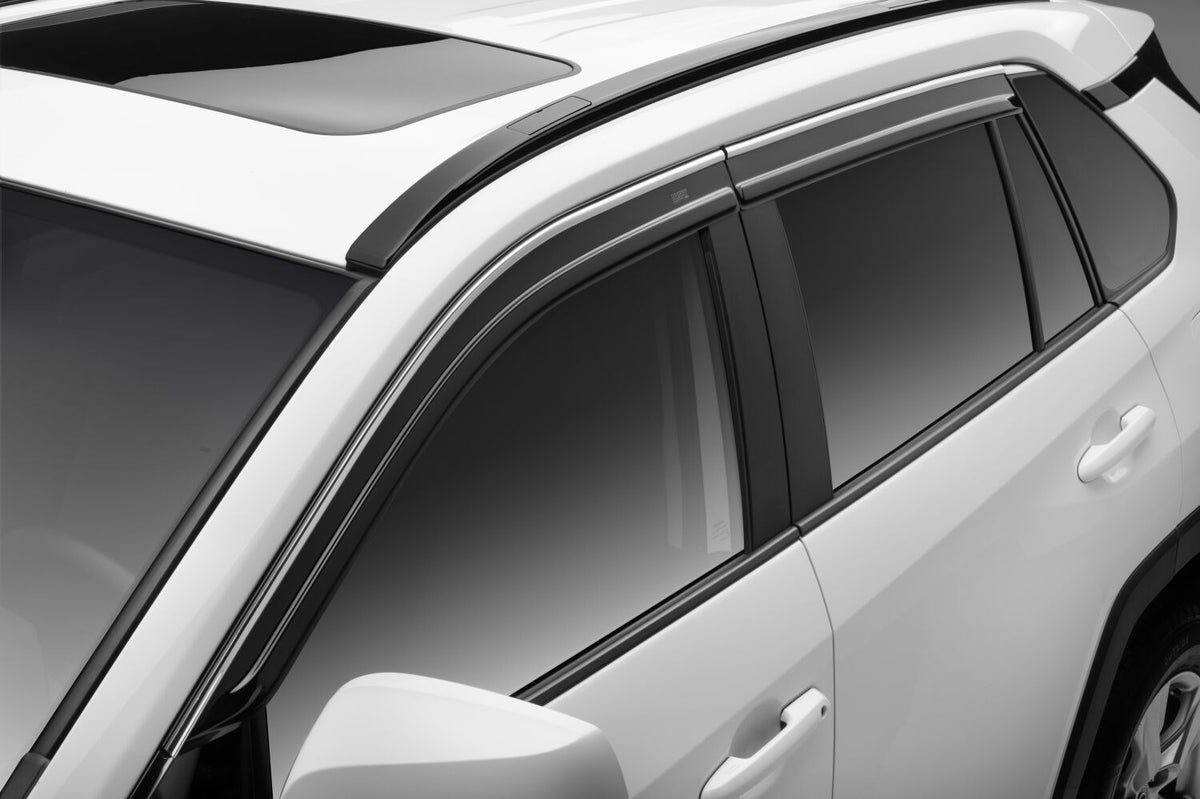 Husky Liners 2884056 Low Profile Ventvisor Deflector; Smoke with Chrome Trim; Outside Mount; 4 pc.