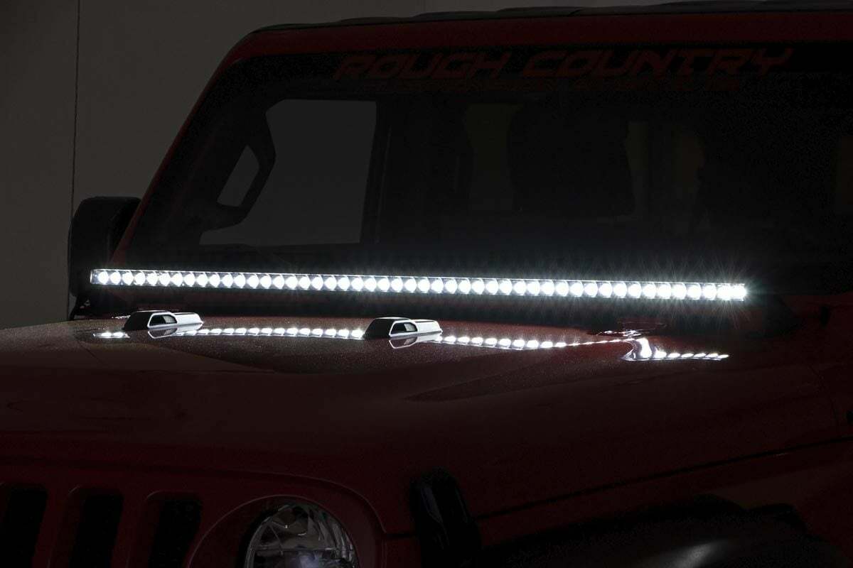 Rough Country - Jeep 50-inch LED Hood Kit (18-21 Wrangler JL, 20-21 Gladiator JT - Black-Series) - 70057