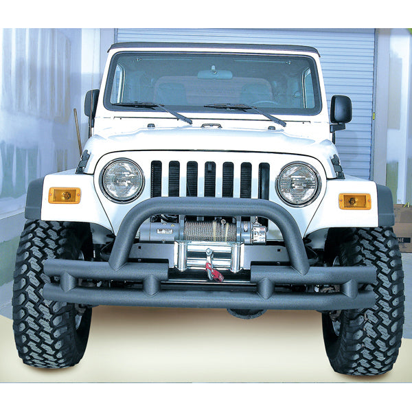 Rugged Ridge - Double Tube Front Winch Bumper with Hoop, 3 Inch; 76-06 Jeep Models - 11561.03