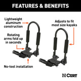 Curt - Adjustable Aluminum Roof Rack Kayak Holders - 18320