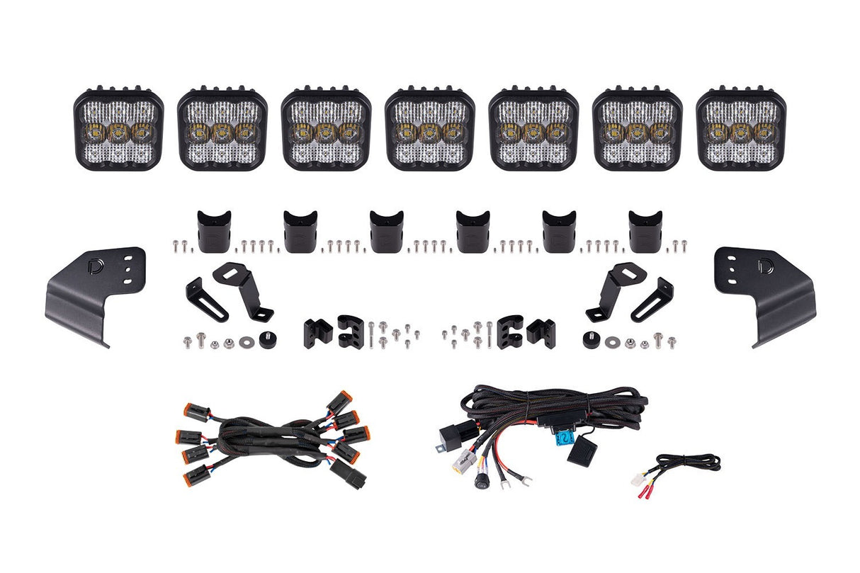 Diode Dynamics - Bronco SS5 Pro CrossLink Windshield White Combo Lightbar Kit - DD7264