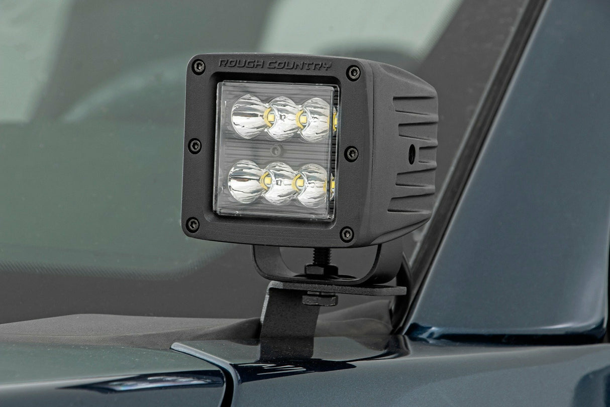 Rough Country - LED Light - Ditch Mount - 2" Black Pair - Amber DRL - Ford F-150 (15-23) - 71032