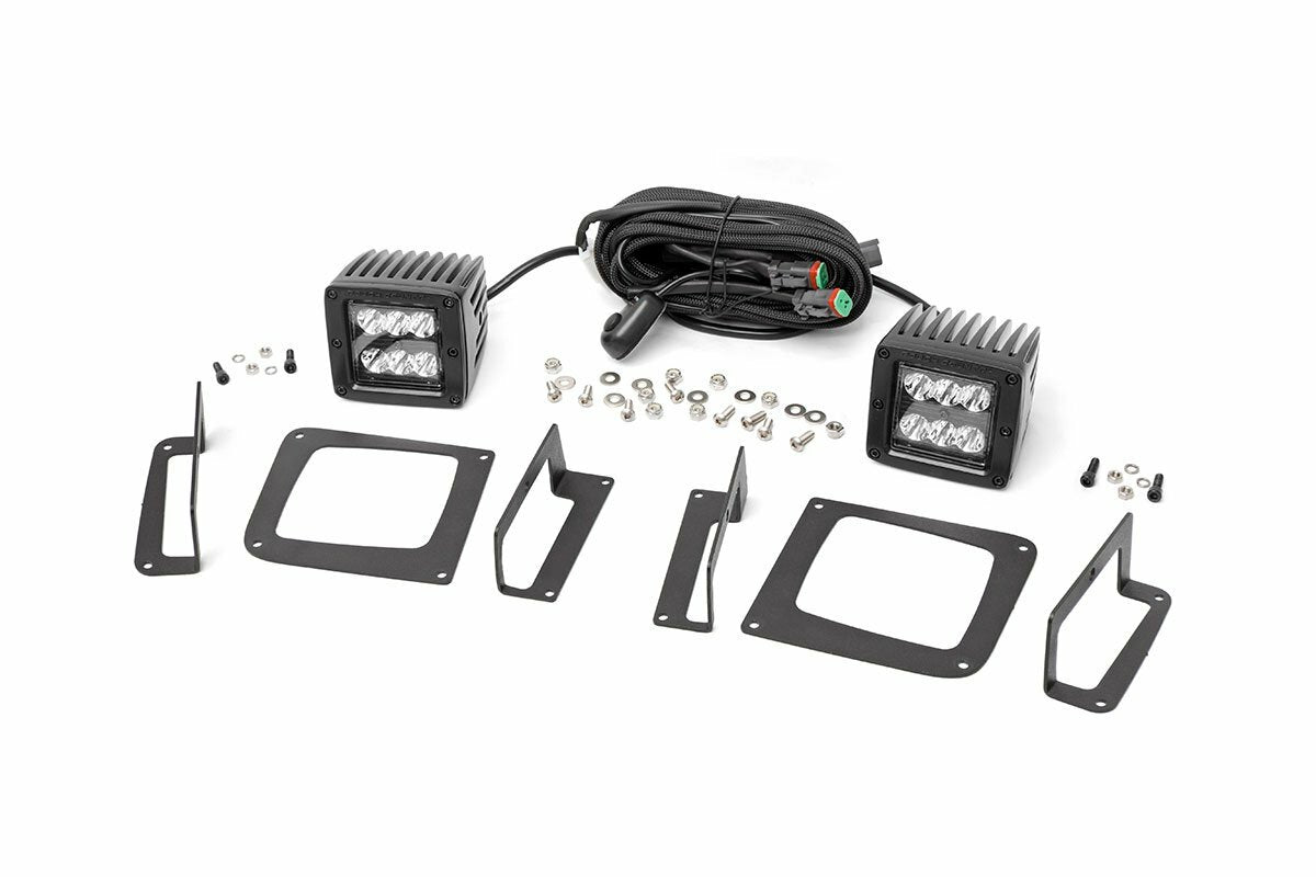 Rough Country - LED Light Kit - Fog Mount - 2" Black Pair - GMC Sierra 1500 (14-15) - 70689