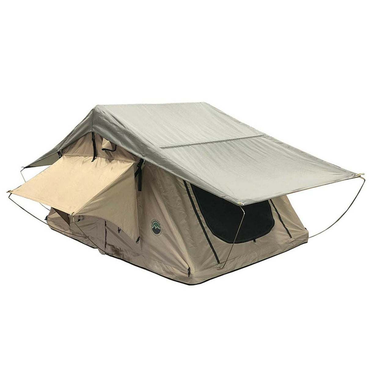 Overland Vehicle Systems - LD TMBK 3 Roof Top Tent With Annex - Tan Base With Green Rain Fly, Black Aluminum Base, Black Ladder - 18119733