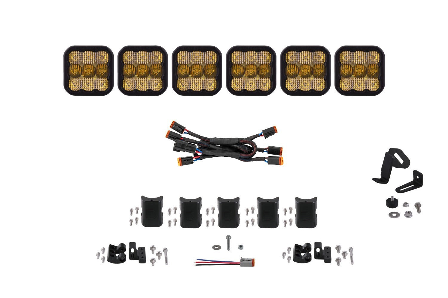 Diode Dynamics - SS5 Pro Universal CrossLink 6-Pod Lightbar Yellow Combo - DD7245