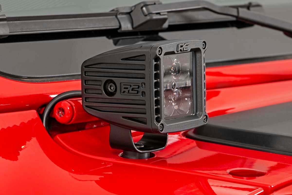 Rough Country - LED Light Kit - Cowl Mount - 2" Black Pair - Jeep Gladiator JT (20-23) Wrangler JL (18-23) - 70062