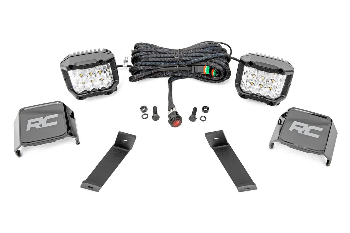 Rough Country - LED Light Kit - Ditch Mount - 3" OSRAM - Wide - Jeep Cherokee KL (14-21) - 70082