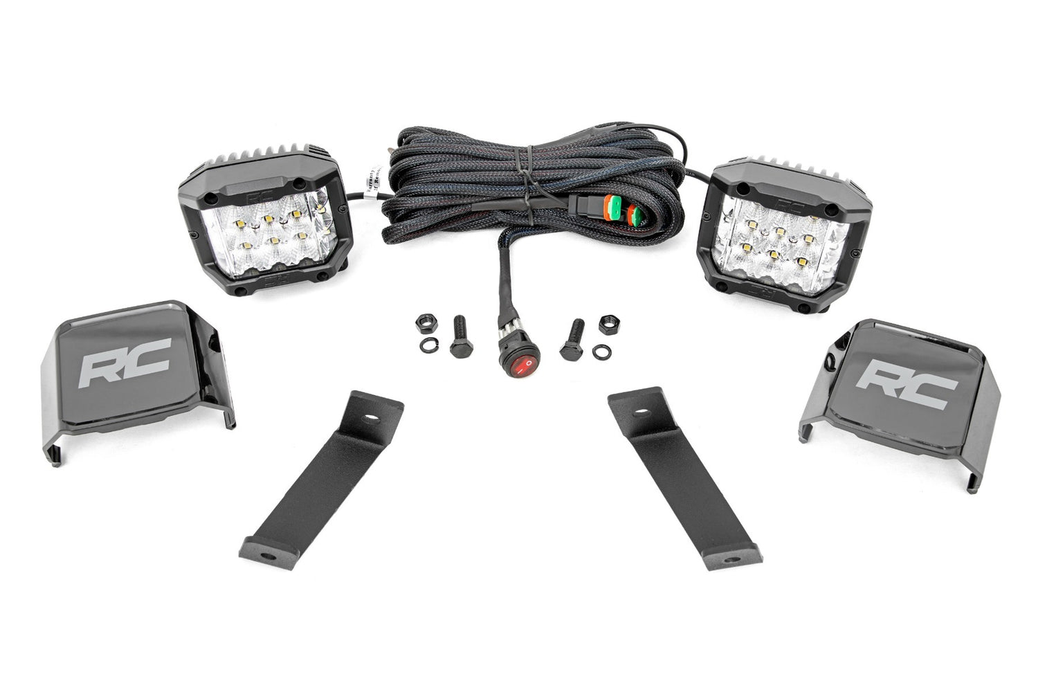 Rough Country - LED Light Kit - Ditch Mount - 3" OSRAM - Wide - Jeep Cherokee KL (14-21) - 70082