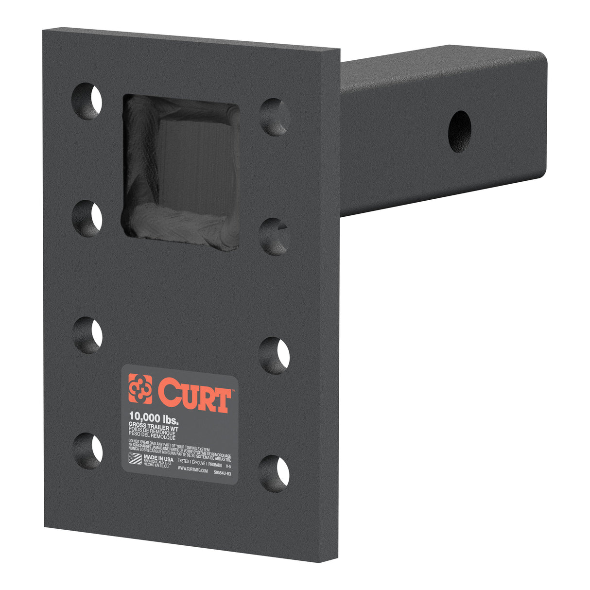 Curt - Adjustable Pintle Mount (2" Shank, 10,000 lbs., 7" High, 6" Long) - 48323