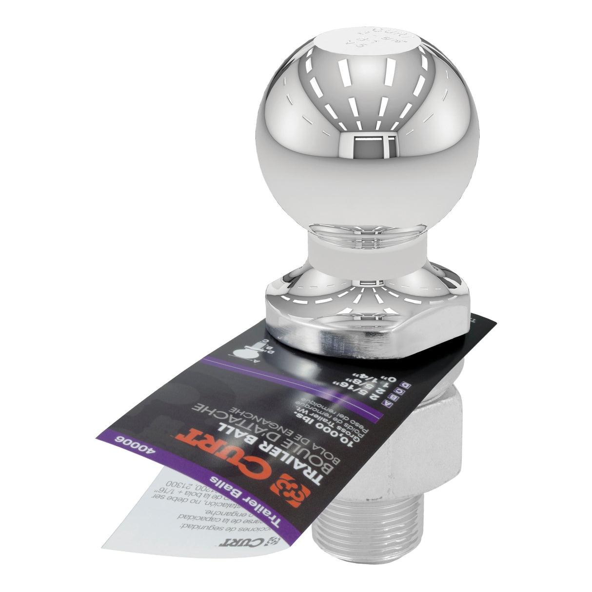 Curt - 2-5/16" Trailer Ball (1-1/4" x 2-5/8" Shank, 10,000 lbs., Chrome) - 40006