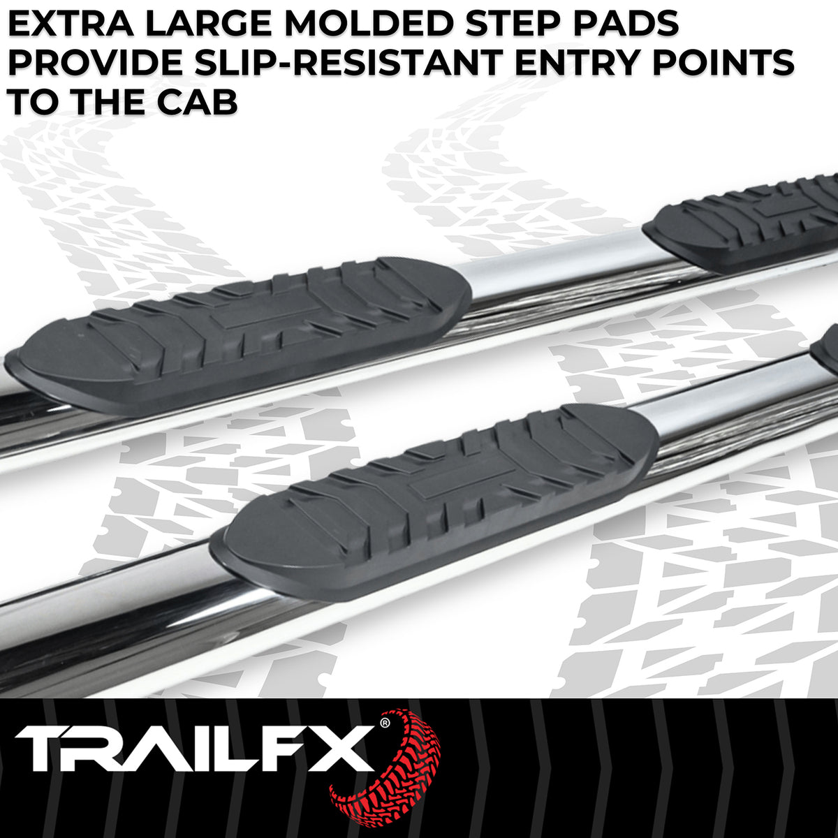 TrailFx - 4" Oval Straight Step Bar For Jeep Wrangler JL 4 Dr- Stainless (A1545S)