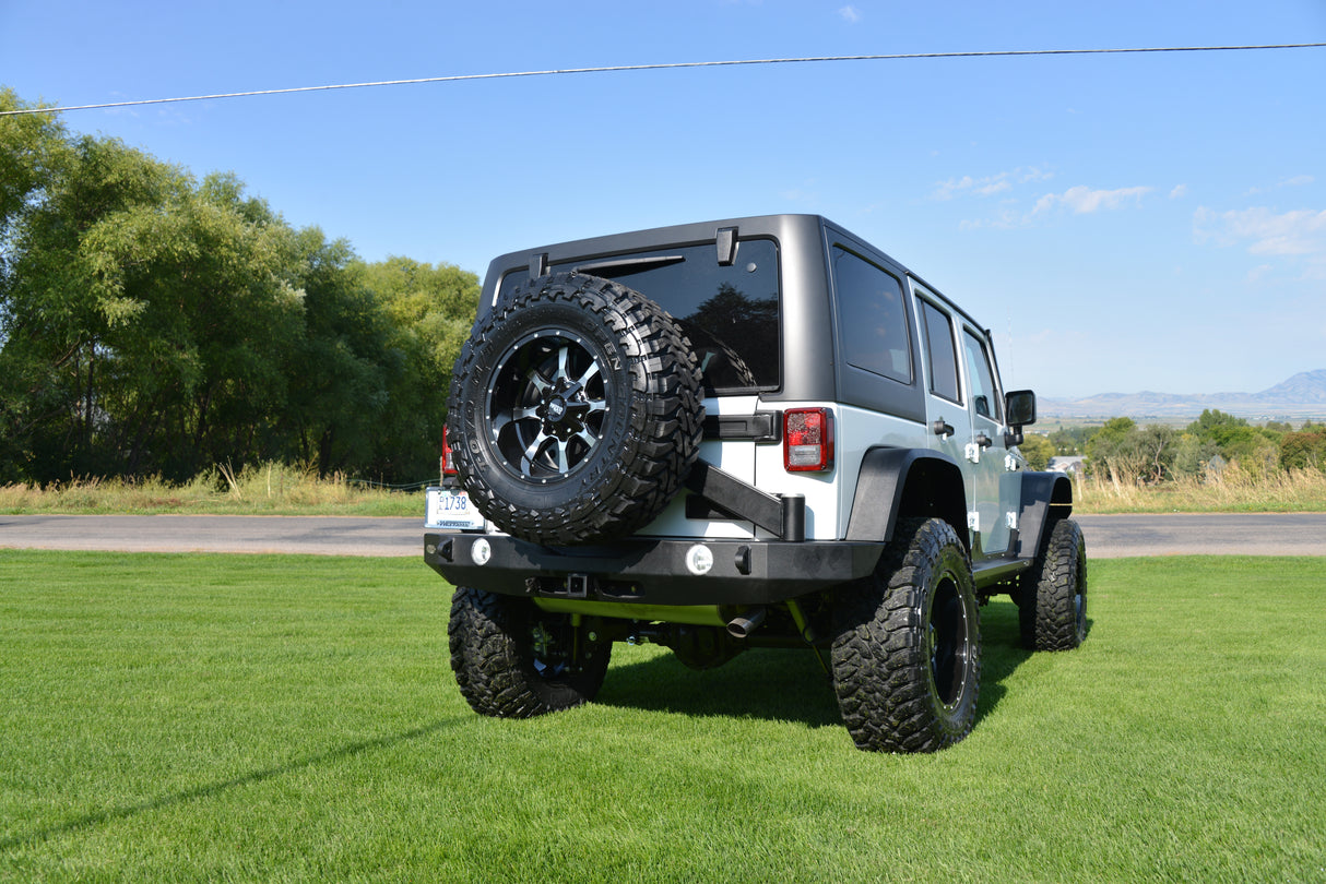 Rock-Slide Engineering RB-F-102-JK RIGID REAR BUMPER / WITH TIRE CARRIER / WITH LIGHT HOLES