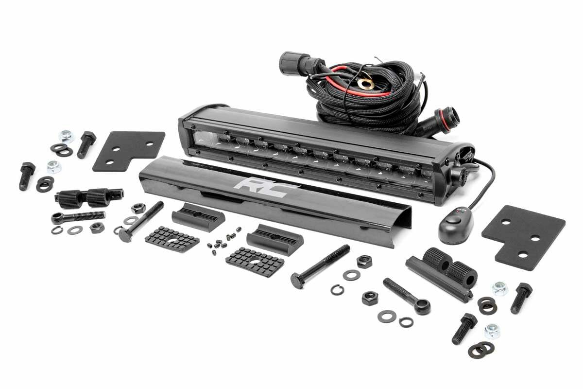 Rough Country - LED Light - Bumper Mount - 12" Black Single Row - Polaris Ranger XP 1000 1000 Crew - 93014