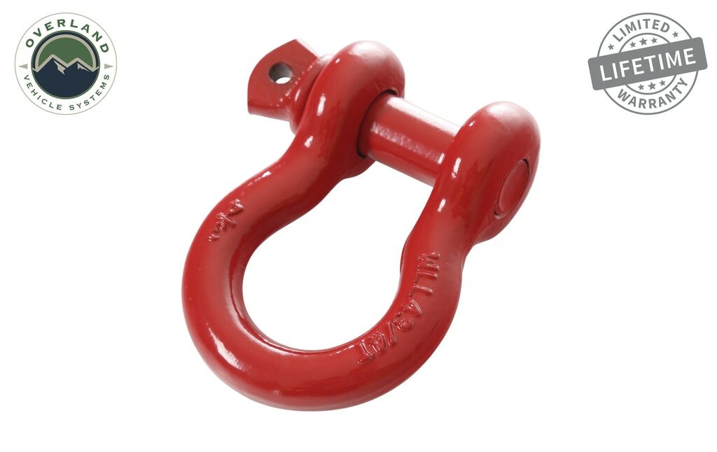 Overland Vehicle Systems - 19019904 Recovery Shackle 3/4 Inch 4.75 Ton Red - 19019904