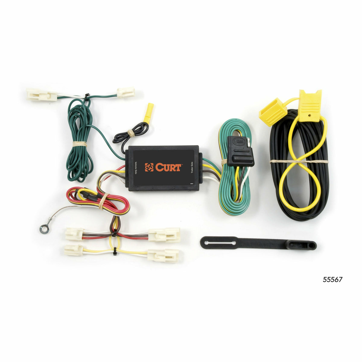 Curt - Custom Wiring, 4-Flat, Select Mazda 3, 6, CX7, Toyota Camry, Corolla, FJ Cruiser - 55567