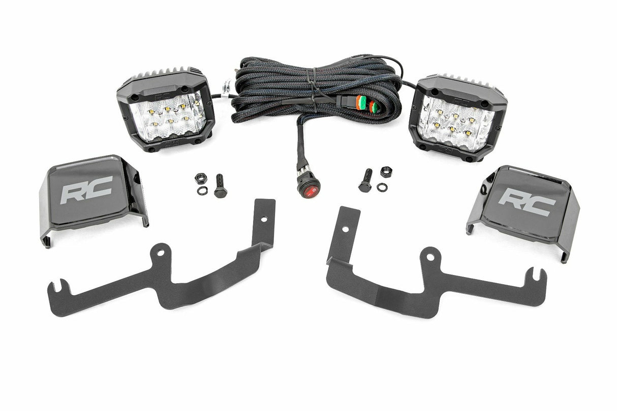 Rough Country - LED Light Kit - Ditch Mount - 3" OSRAM - Wide - Chevy Silverado 1500 (19-24) - 70845