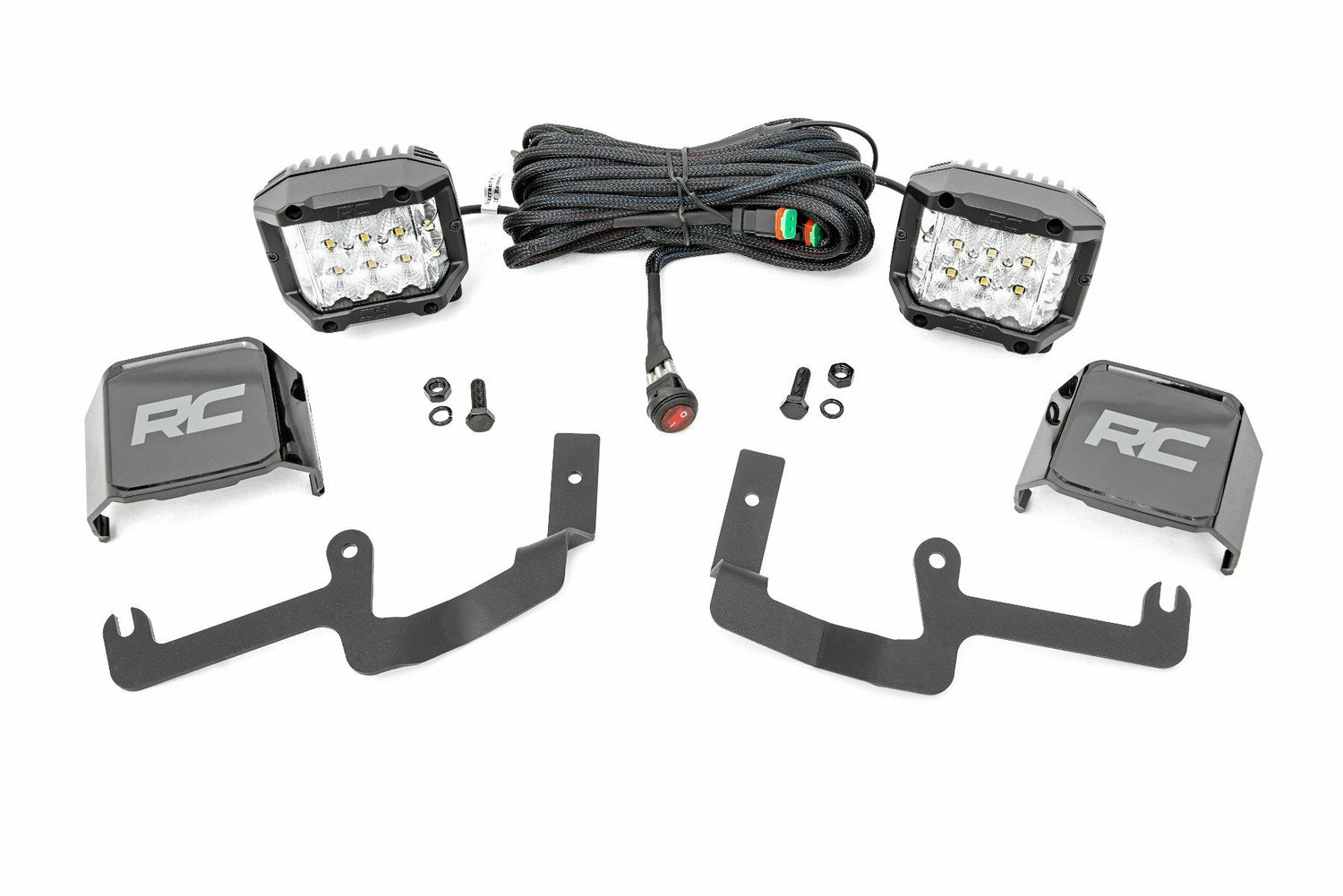 Rough Country - LED Light Kit - Ditch Mount - 3" OSRAM - Wide - Chevy Silverado 1500 (19-24) - 70845