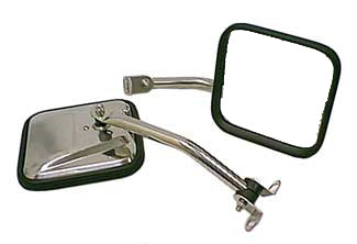Rugged Ridge - CJ-Style Side Mirror Kit, Stainless Steel; 87-95 Jeep Wrangler YJ - 11005.06