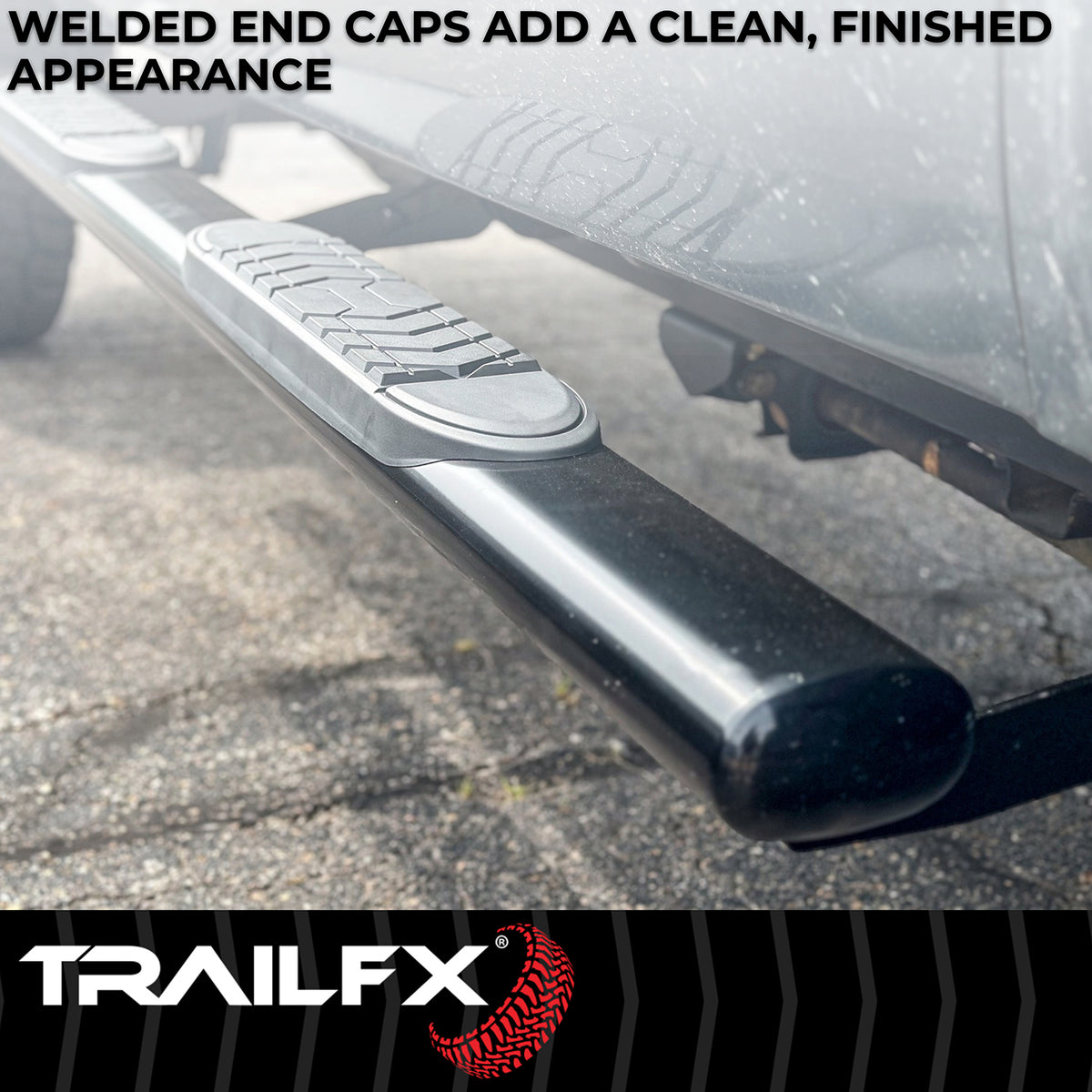 TrailFx - 5" Oval Straight Step Bar For Ram 1500-3500 Crew-Black (A7056B)