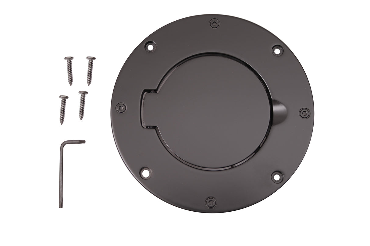 Non-Locking Gas Cap Door, Black; 97-06 Jeep Wrangler TJ