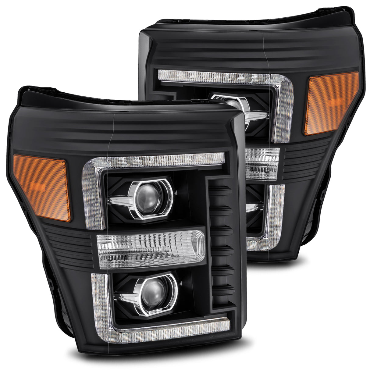 AlphaRex 880146 LED Projector Headlights Plank Style Design Black