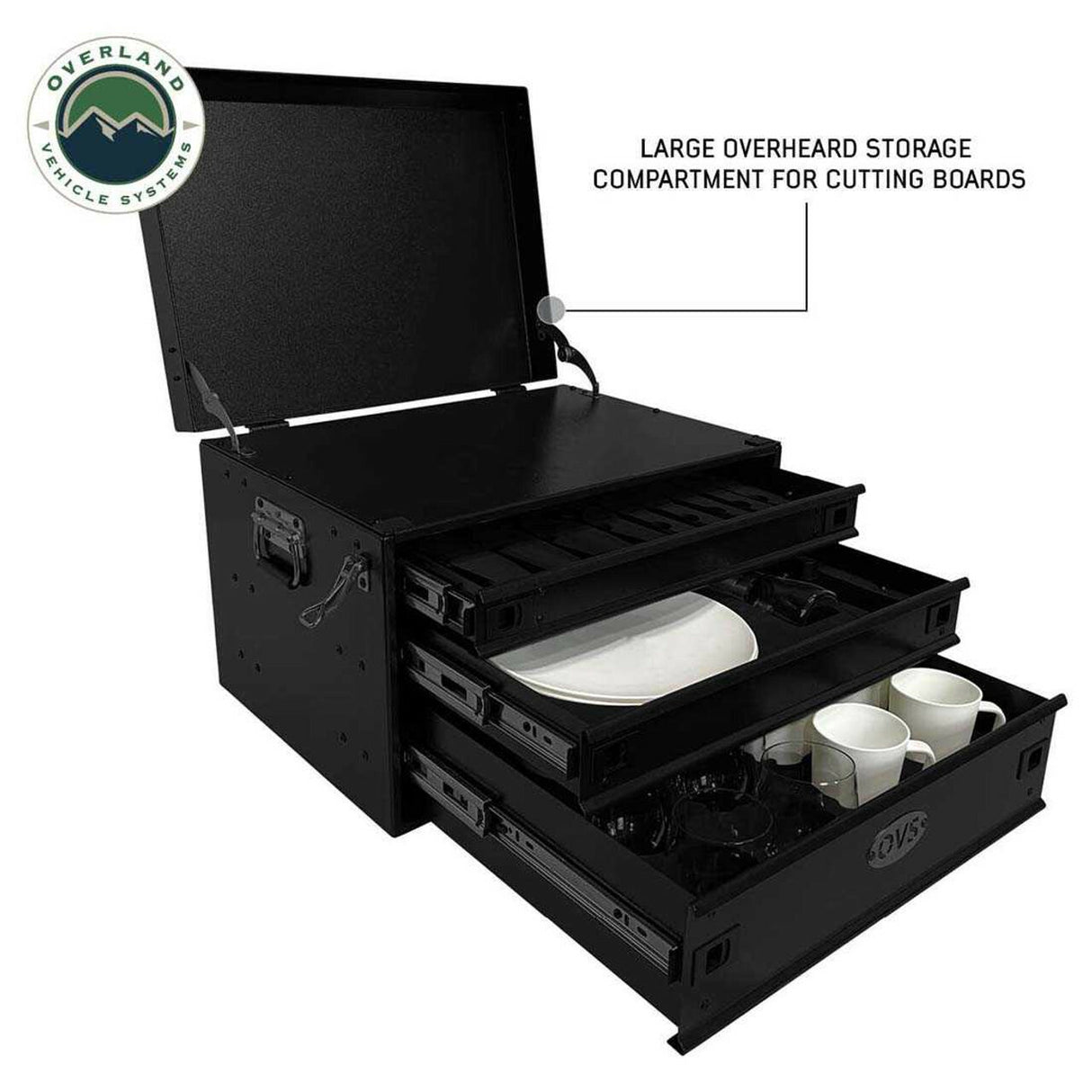 Overland Vehicle Systems - Kitchen Kit - 39 Piece Utensil, Aluminum Storage Box With Custom Cut Foam - 21010502