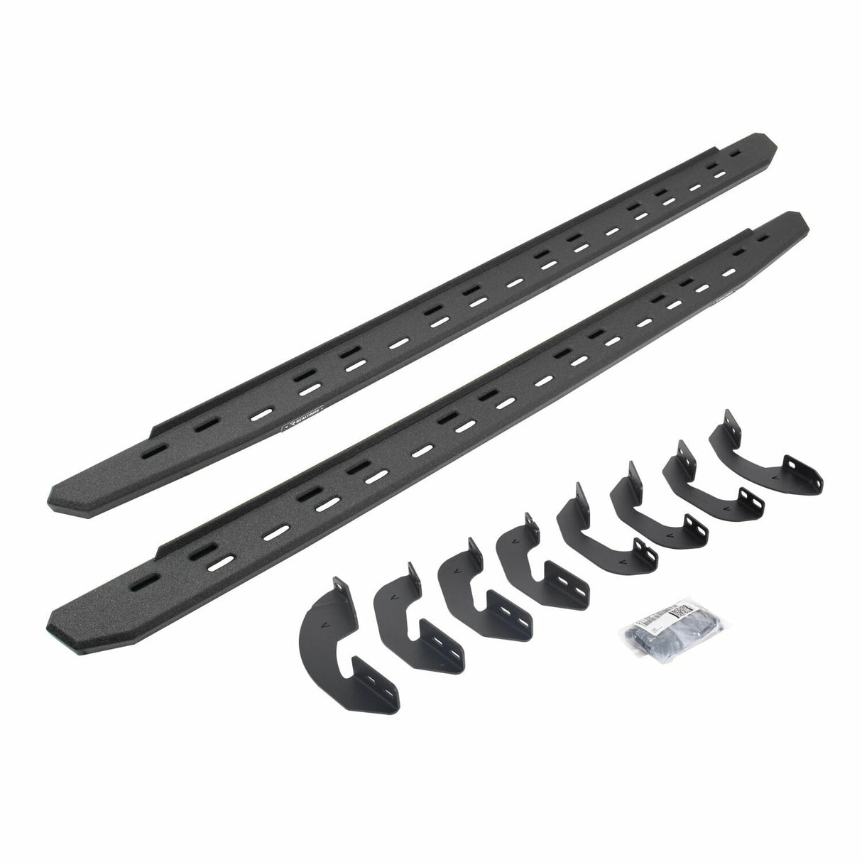 Go Rhino 69641687ST - RB30 Slim Line Running Boards with Mounting Bracket Kit - Protective Bedliner Coating