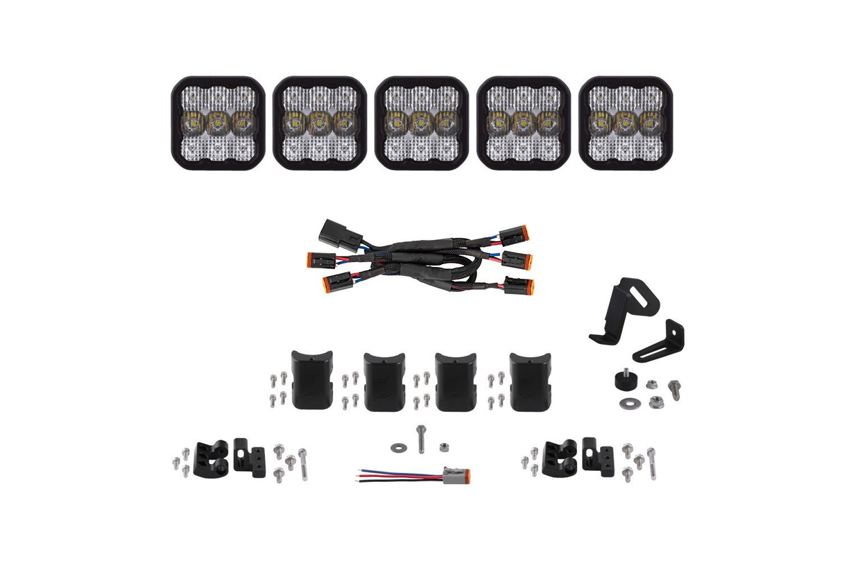 Diode Dynamics - SS5 Pro Universal CrossLink 5-Pod Lightbar White Combo - DD7242