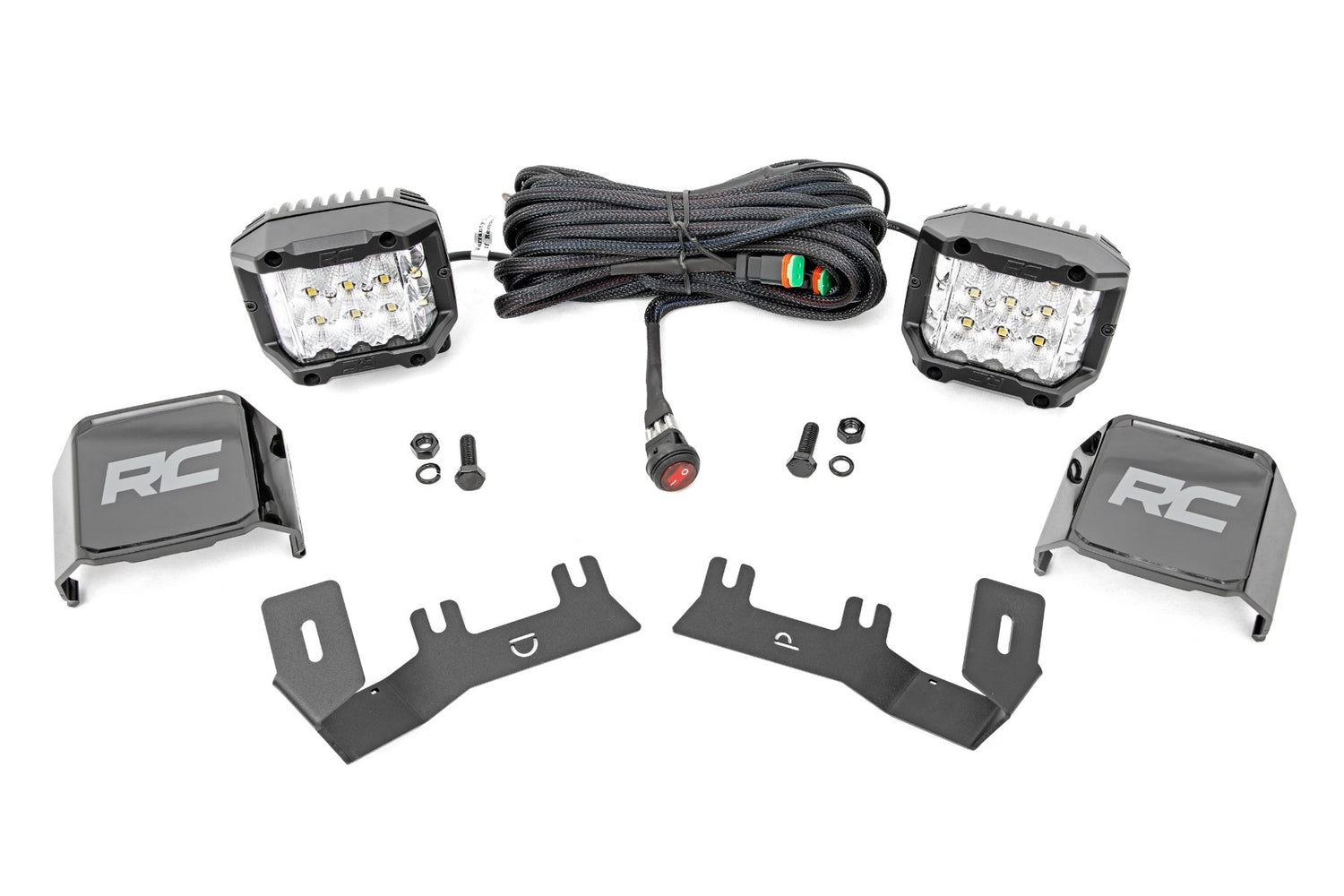 Rough Country - LED Ditch Light Kit - 3in OSRAM Pair - Wide - Chevy GMC 1500 (14-18) - 71056