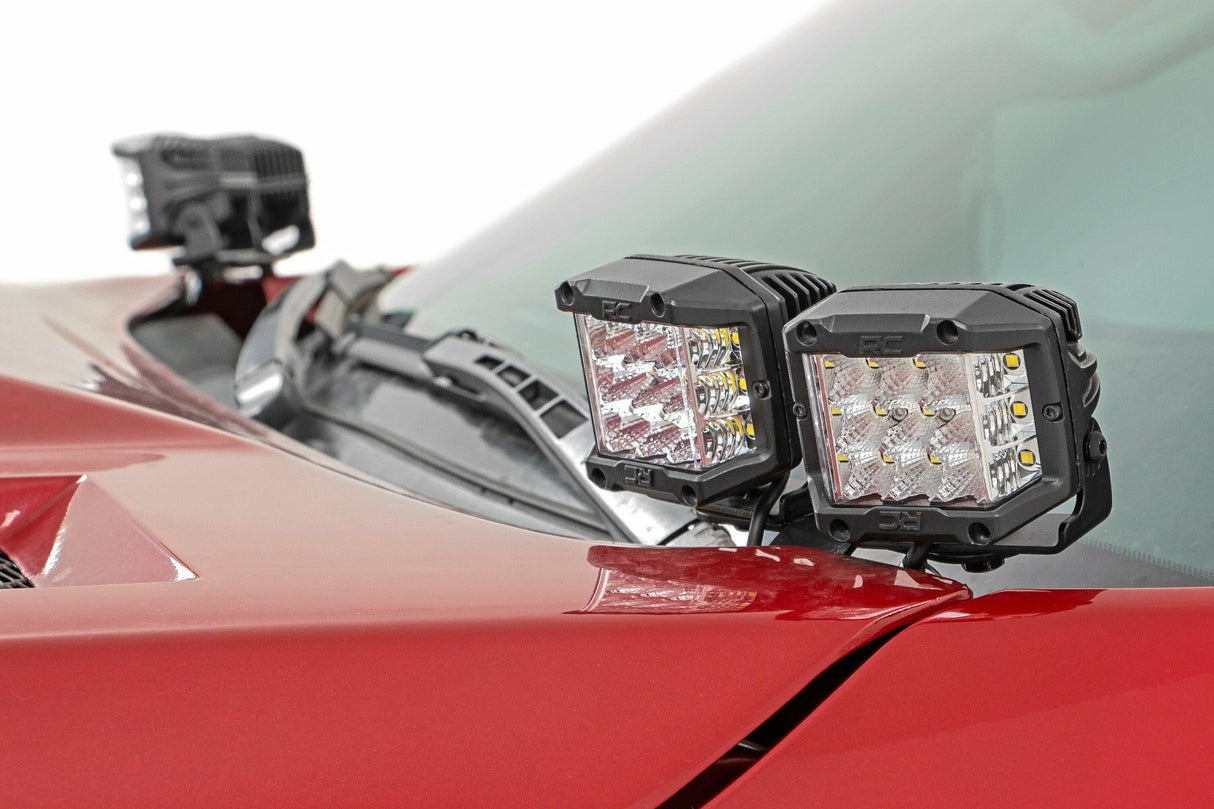 Rough Country - LED Light Kit - Ditch Mount - Dual 2" Black Pairs - Flood - Toyota Tundra (14-21) - 70836