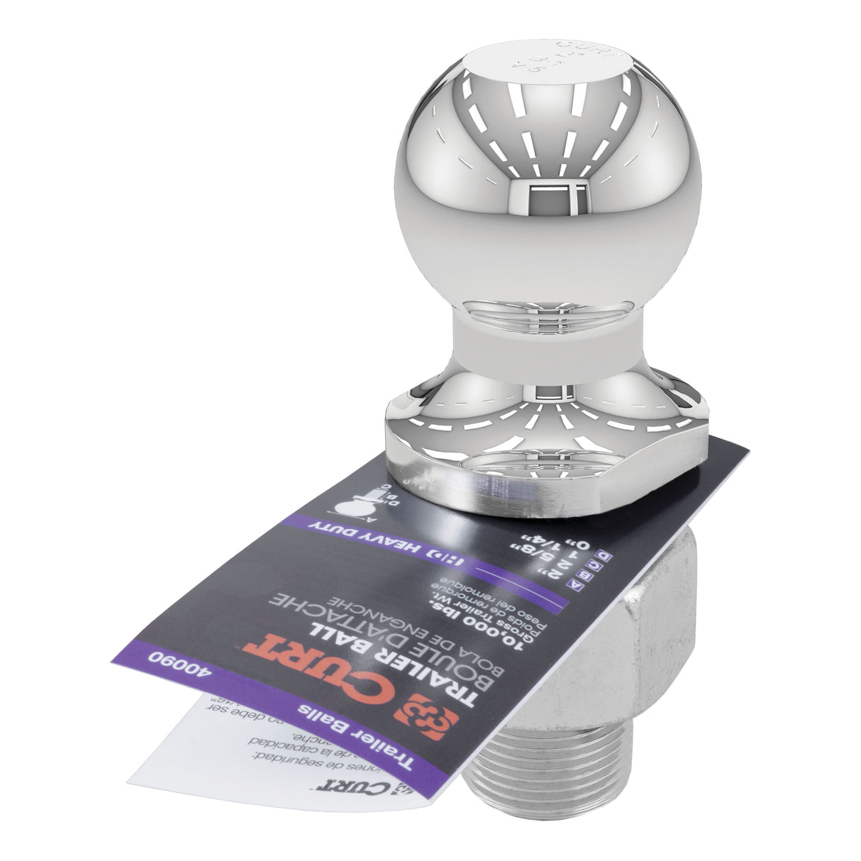 Curt - 2" Trailer Ball (1-1/4" x 2-5/8" Shank, 10,000 lbs., Chrome) - 40090