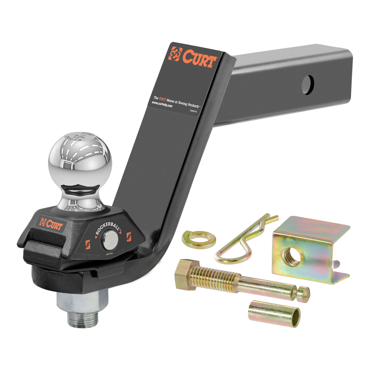 Curt - RockerBall Cushion Hitch with 2" Ball (2" Shank, 7,500 lbs., 5" Drop) - 45144