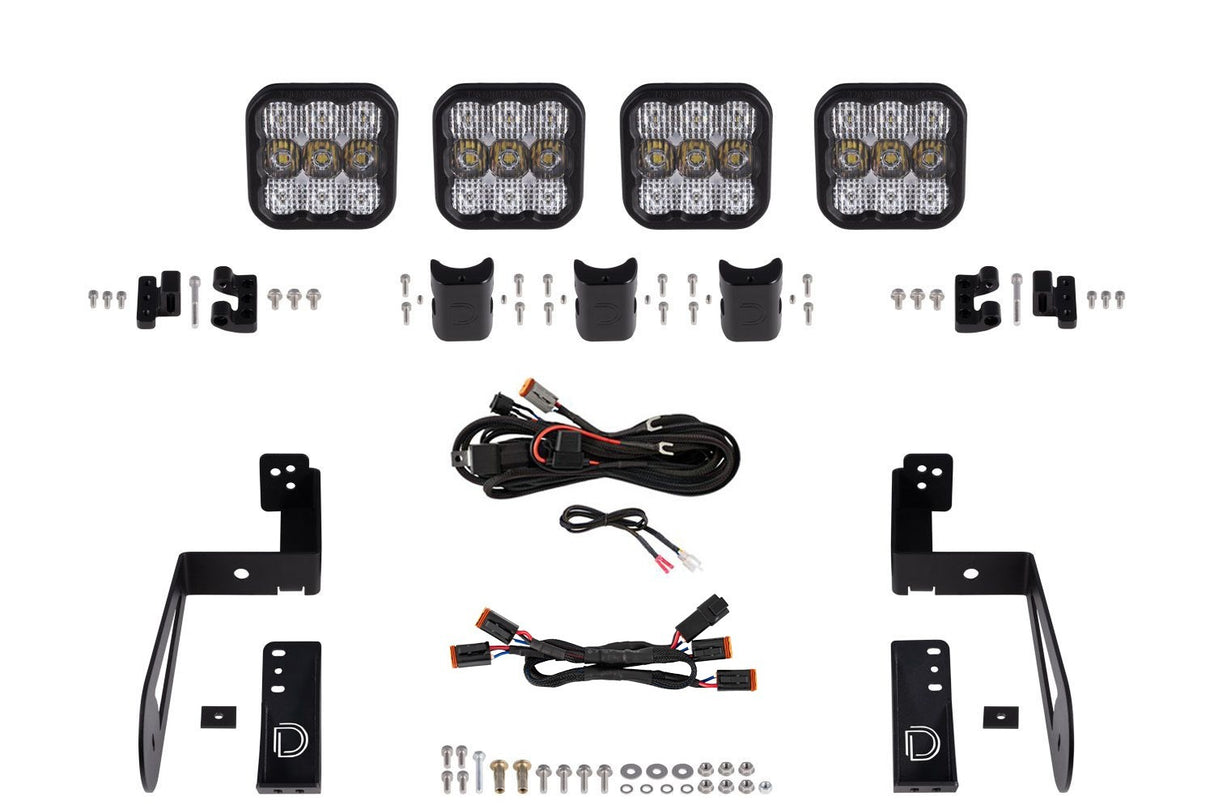 Diode Dynamics - Jeep JK SS5 4-Pod CrossLink Grille Lightbar Kit  Sport White Combo - DD7229