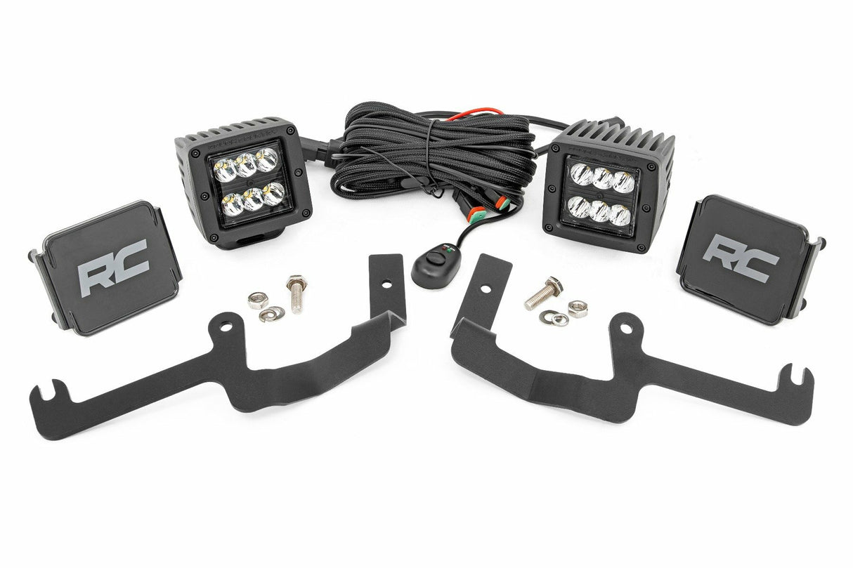 Rough Country - LED Light Kit - Ditch Mount - 2" Black Pair - Spot - Chevy Silverado 1500 (19-24) - 70841