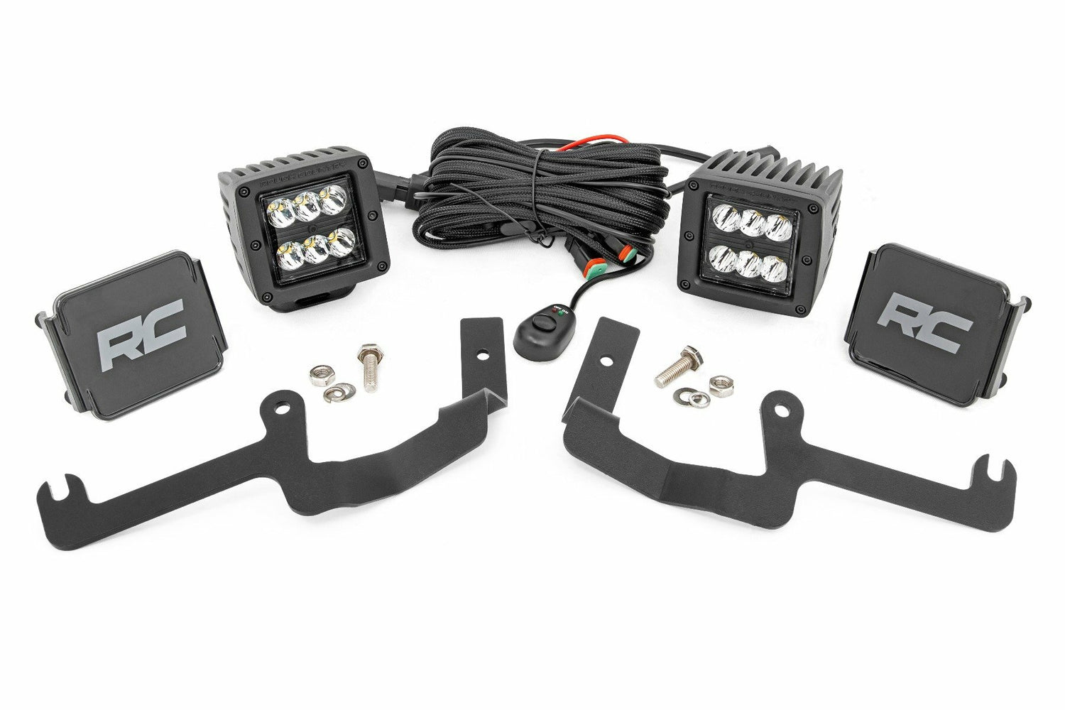 Rough Country - LED Light Kit - Ditch Mount - 2" Black Pair - Spot - Chevy Silverado 1500 (19-24) - 70841