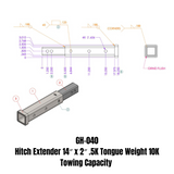 GEN-Y - Hitch GH-040 Hitch Extender 14" x 2" .5K TW 10K Towing - GH-040
