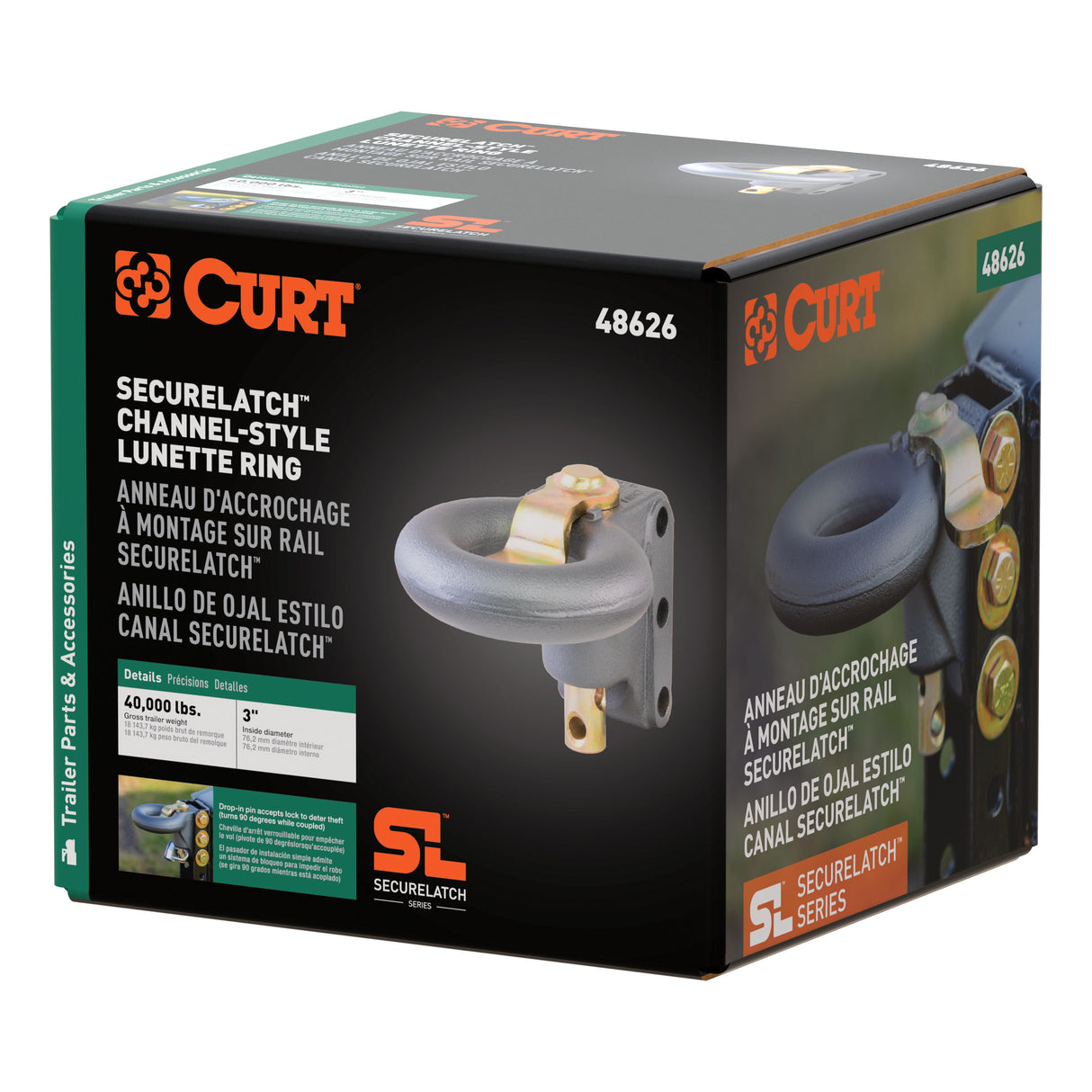 Curt - SecureLatch Channel-Style Lunette Ring (40,000 lbs., 3" ID) - 48626