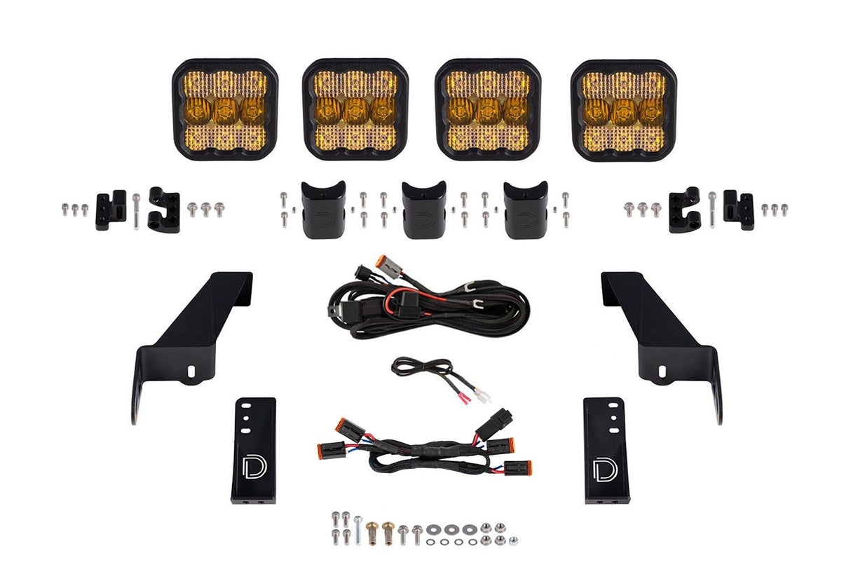 Diode Dynamics - Jeep JK SS5 4-Pod CrossLink Grille Lightbar Kit  Pro Yellow Combo - DD7273