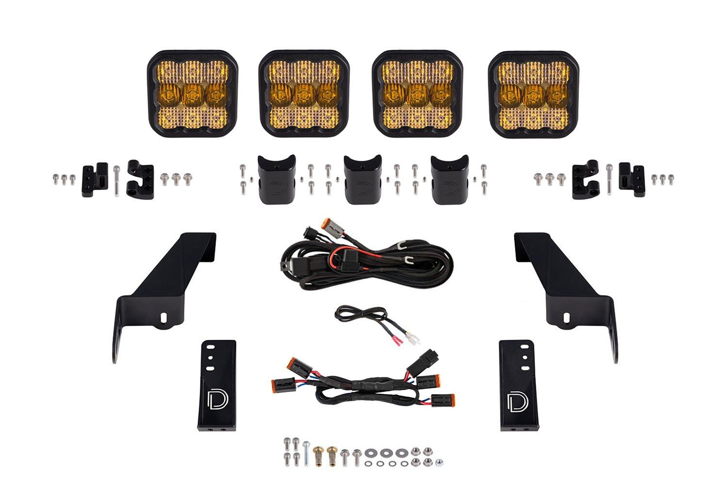 Diode Dynamics - Jeep JK SS5 4-Pod CrossLink Grille Lightbar Kit  Pro Yellow Combo - DD7273