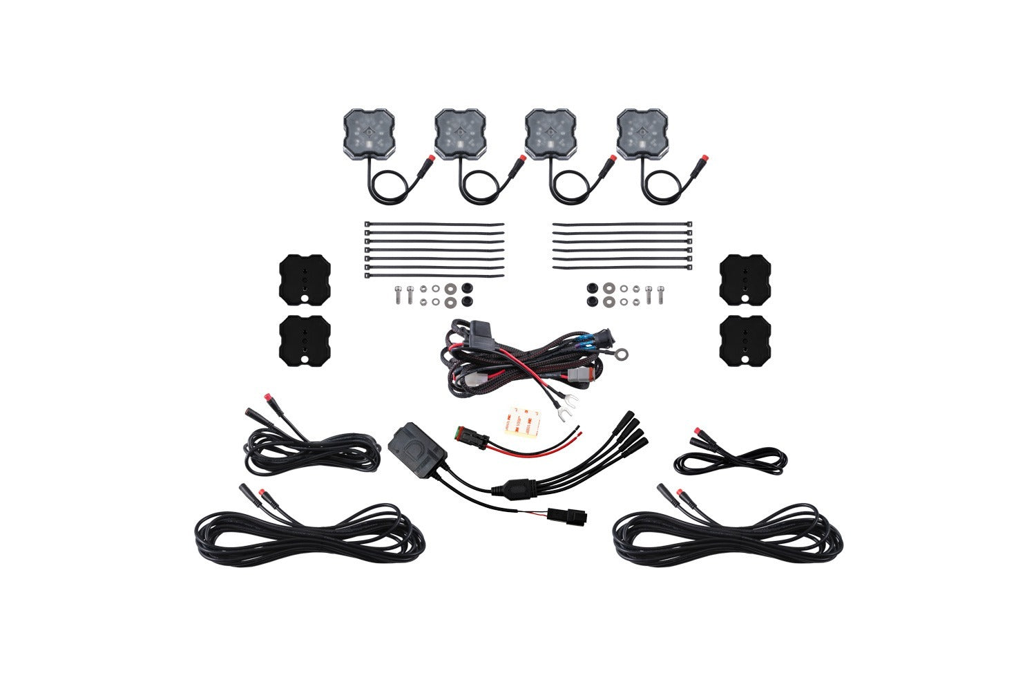 Diode Dynamics - RGBW Rock Light Installer Magnet Mount Kit w/Controller (4-pack) - DD7741C