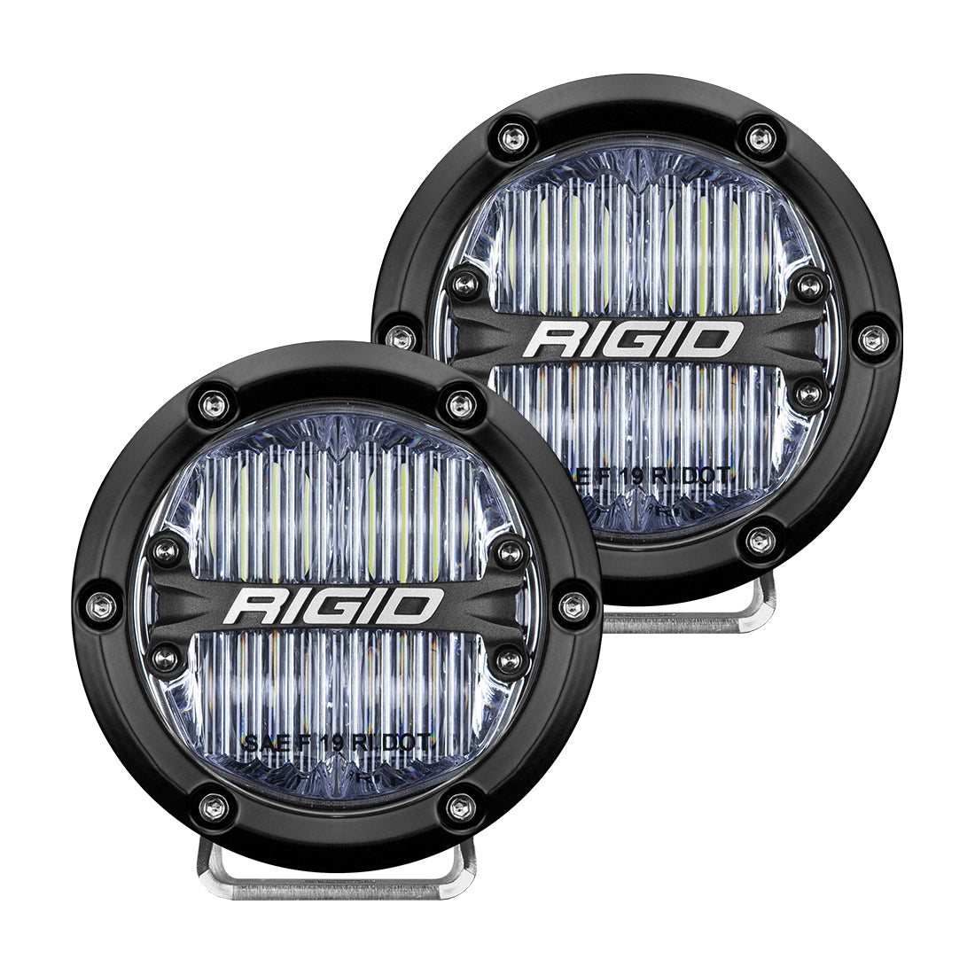 RIGID 360-Series 4 Inch Round SAE J583 Compliant Street Legal LED Fog Light, White, Pair