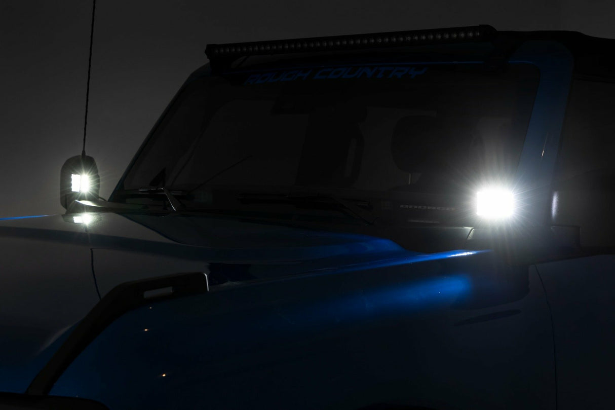 Rough Country - LED Light Kit - Ditch Mount - 2" Spectrum Pair - Spot Pattern - Ford Bronco (21-23) - 82047