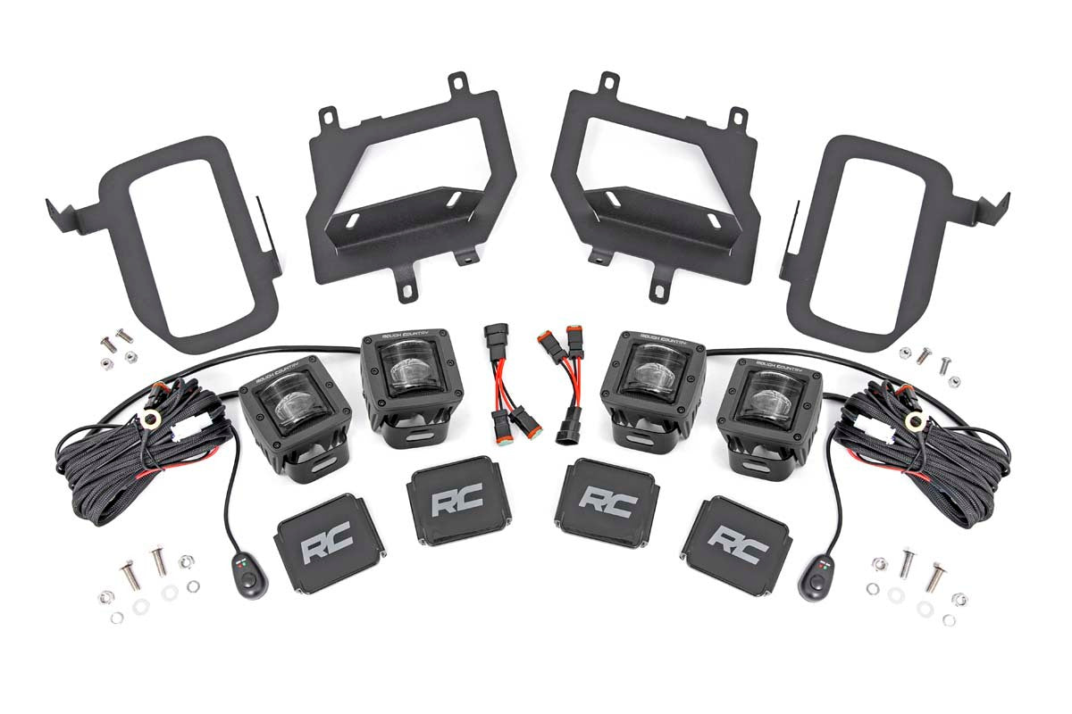Rough Country - LED Light Kit - Fog Mount - Dual 2" Black Pairs - SAE - Ford F-150 (15-17) - 70831