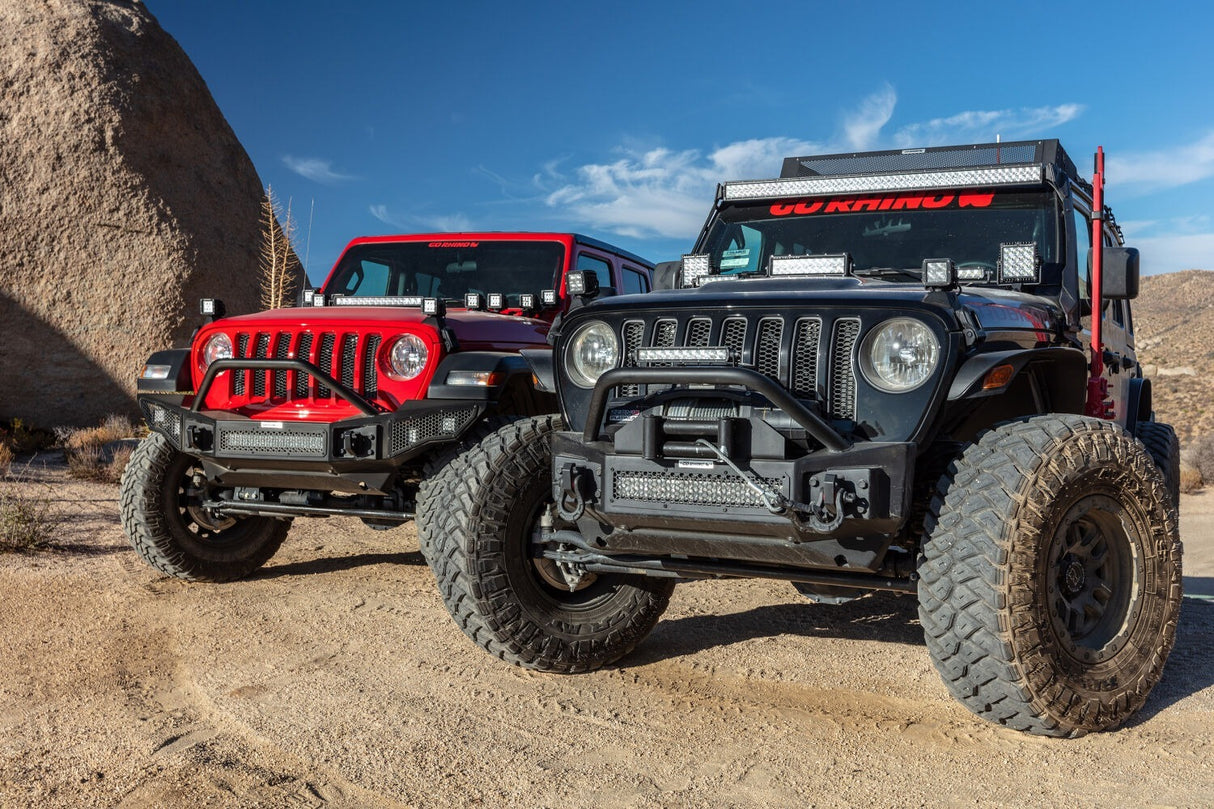 Go Rhino 331101T Rockline Winch-Ready Front Stubby Bumper With Overrider For Jeep