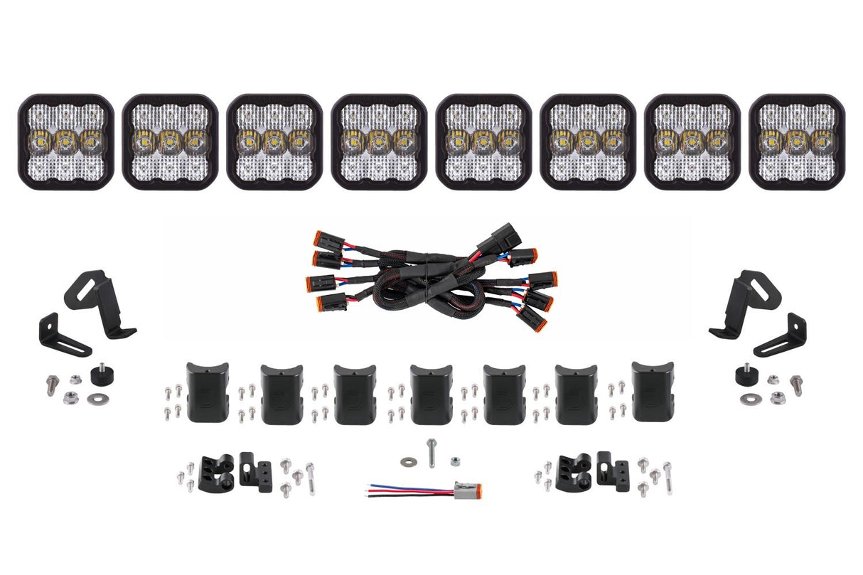 Diode Dynamics - SS5 Sport Universal CrossLink 8-Pod Lightbar White Combo - DD6802