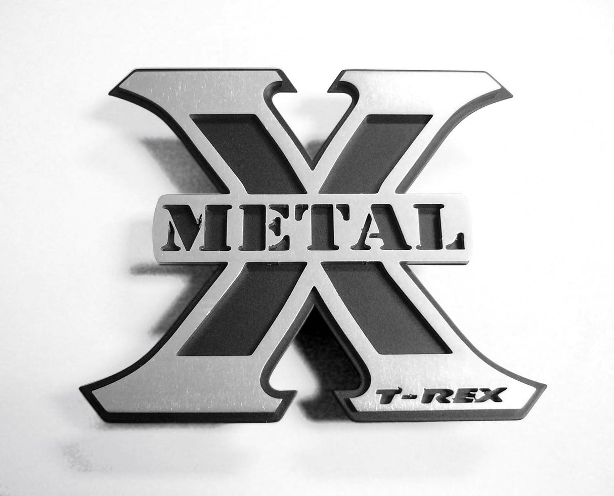 T-Rex Grilles - T-Rex Grilles 6710016 X-Metal Logo, Black, Brushed, Mild Steel, 1 Pc, Bolt-On - 6710016
