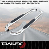 TrailFx - 3" Round Step Bar For Ram 1500-3500  Standard- Stainless(A0046S)