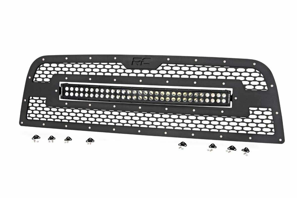 Rough Country - Mesh Grille - 30" Dual Row LED - Black - Ram 2500 3500 (13-18) - 70152