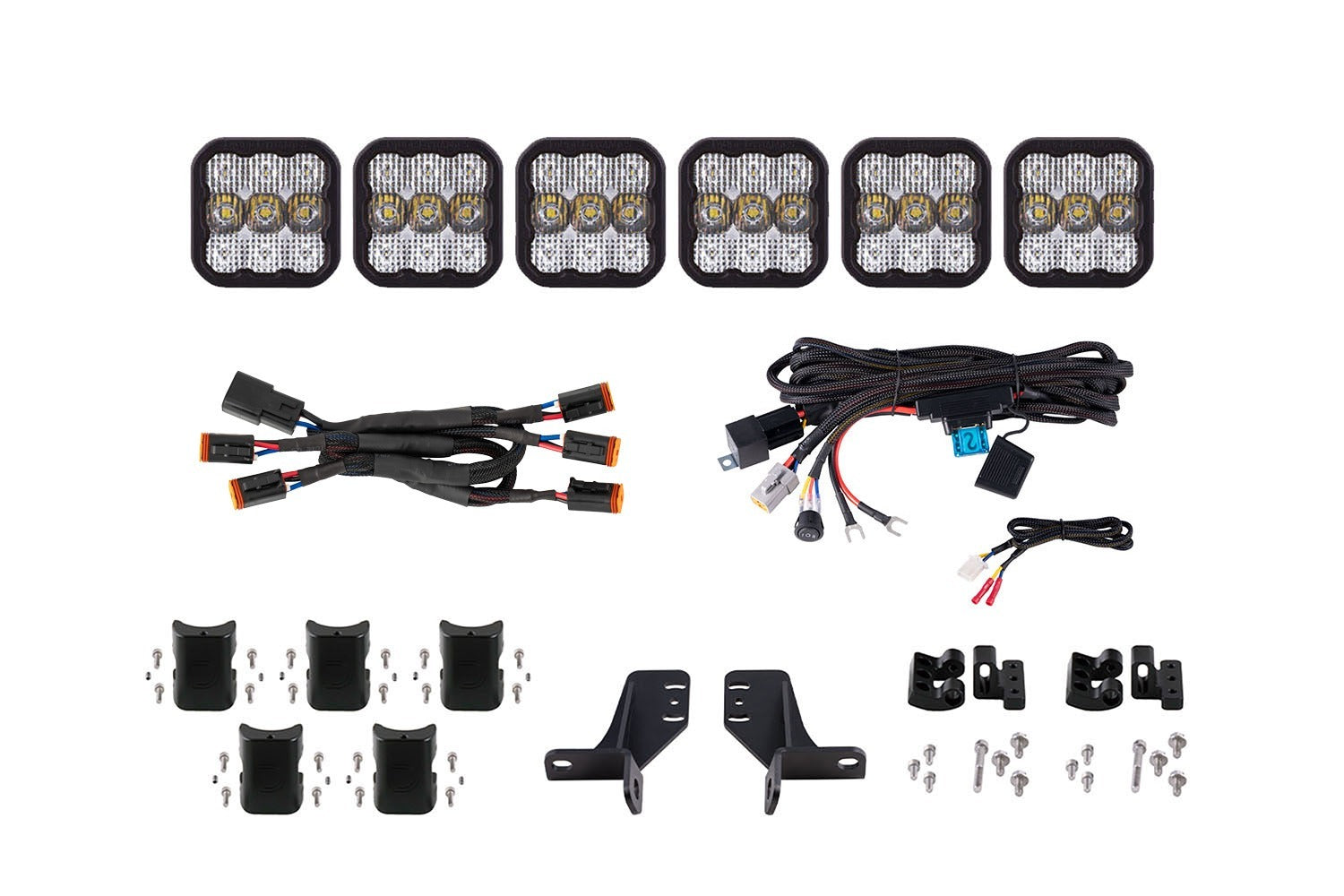 Diode Dynamics - Bronco SS5 6-Pod CrossLink Grille Lightbar Kit  Pro White Combo - DD7270