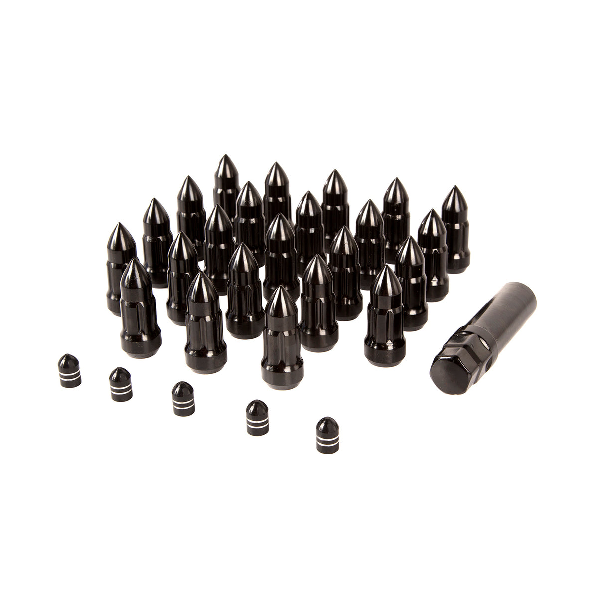 Rugged Ridge 16715.27 Wheel Lug Nut/Valve Stem Cap Kit, Bullet Style, Black